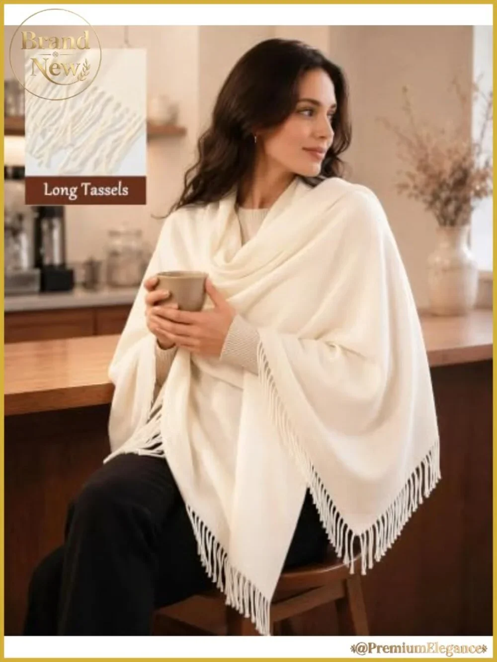Womens Pashmina Shawl Wrap Evening Dress Shoulder Wrap Tassel Scarf